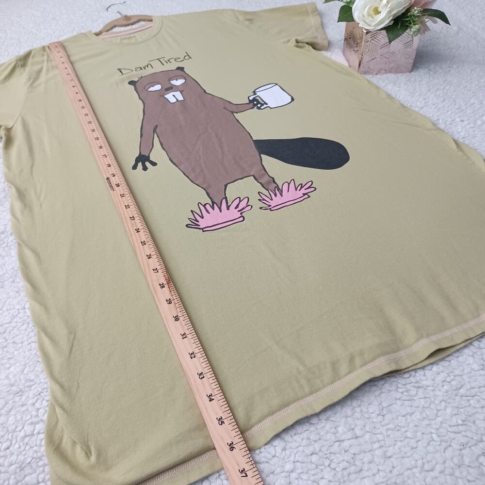 Hatley One Size Cotton Sleepshirt - Dam Tired OS - Picture 4 of 6